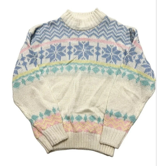 VTG Women’s Chunky Knit Grandma Sweater 80s 90s Snow Bunny NOS Ribbed 2X *Flaw - Picture 1 of 14